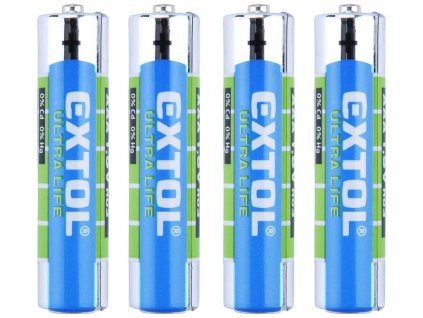 Baterie zinko-chloridové, 4ks, 1,5V AAA (LR03), EXTOL ENERGY