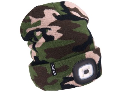 Čepice s čelovkou 4 x 45 lm USB nabíjení maskovací EXTOL LIGHT
