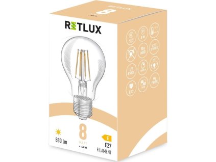LED žárovka filament 8W E27 A60 WW RFL 402 RETLUX
