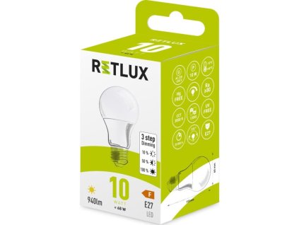 LED žárovka stmívatelná 3 step DIMM 10 W E27 A60 WW RLL 499 RETLUX