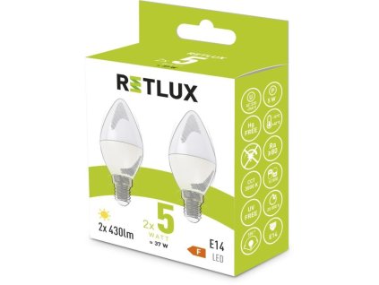 LED žárovka Candle eko sada 2x5W E14 C37 WW REL 34 RETLUX