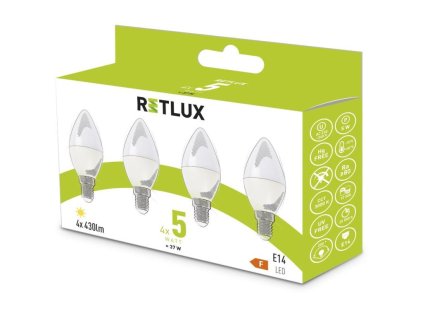 LED žárovka Candle eko sada 4x5W E14 C37 WW REL 35 RETLUX