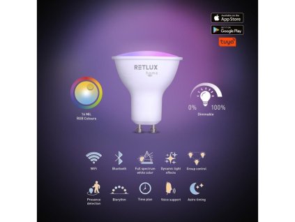 Chytrá žárovka LED 4,5W GU10 RGB CCT RSH 101 RETLUX
