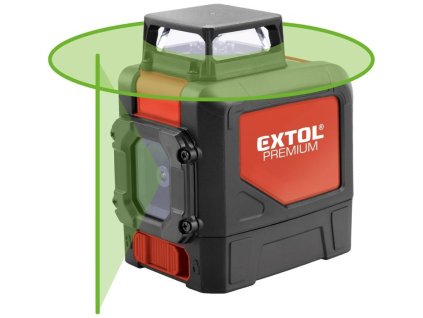 Laser zelený liniový 30m, křížový samonivelační EXTOL PREMIUM
