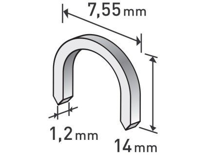 Spony oblé, balení 1000ks, 14mm, 7,55x0,52x1,2mm, EXTOL PREMIUM