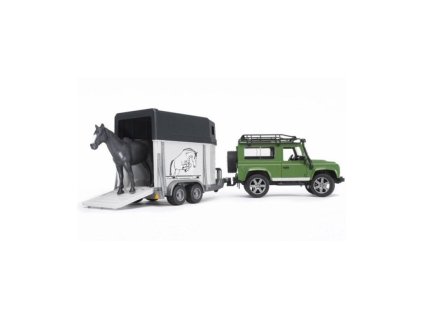 Land Rover Defender s přívěsem na koně + kůň 02592 BRUDER