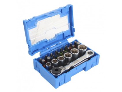 Sada bitů a nástavců 1/4", TORX a XZN, různé profily, s ráčnou 24 dílů SATRA