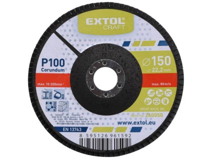 Kotouč lamelový šikmý korundový, P100, 150mm, KORUND, EXTOL CRAFT