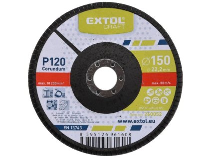 Kotouč lamelový šikmý korundový, P120, 150mm, KORUND, EXTOL CRAFT