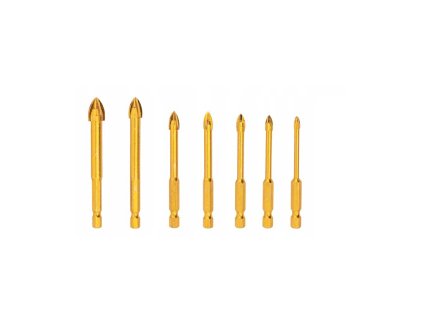 Vrtáky do skla 3.5-12mm, sada 7ks KRAFT&DELE