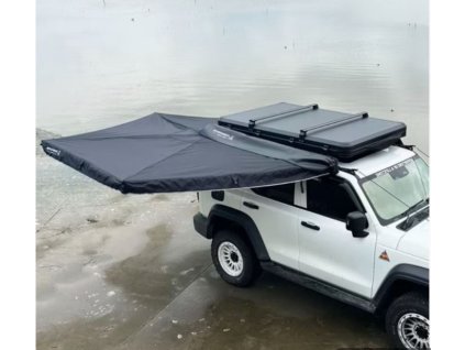 Markýza samonostná na auto vějířová 270° černá 2m na pravou stranu