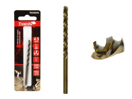 Kobaltový vrták do kovu HSS-Co, M35, 4,5mm TVARDY