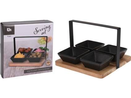 EXCELLENT Servírovací misky s podnosem sada 5 ks akát / černá KO-278000520