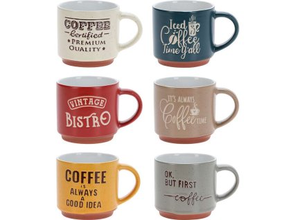 SIAKI Sada barevných hrníčků na kávu 260 ml s dekorem 6 ks KO-Q80000970