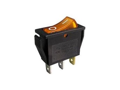 Vypínač kolébkový IRS-101-1C, 1pol.250V/15A žlutý, prosvětlení 230V