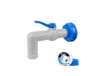 Sada - PP kohoutek 90° s připojením IBCS60x6 pro 32mm hadici s PTFE páskou