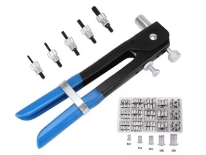 Nýtovací matice M3-M8 hliníkové, sada 150ks+kleště