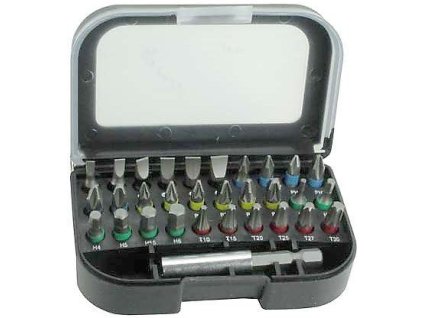 Sada bitů 31ks v plastovém pouzdru, křížové,ploché,imbus