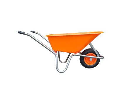 Kolečko zahradní PVC korba 100l, oranžové