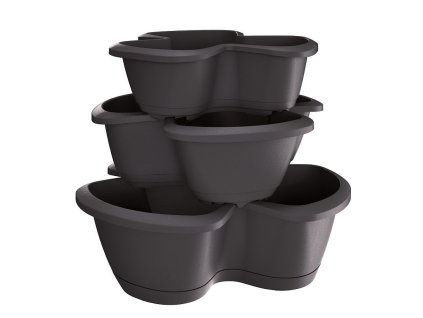 Květináče na bylinky RESPANA TRIO antracit sada 3ks