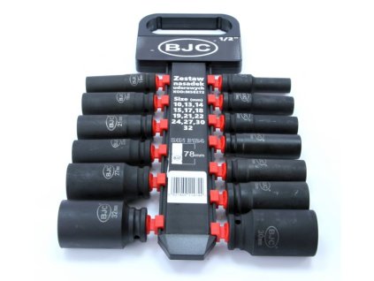 Hlavice nástrčná rázová, sada 13 ks, 1/2“, 10-32 mm, 78 mm BJC