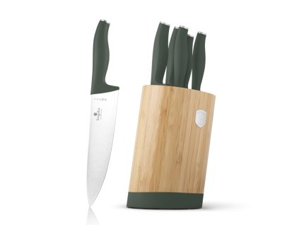 BERLINGERHAUS Sada nožů se stojanem BAMBOO 6 ks Matte Green Collection BH-2757