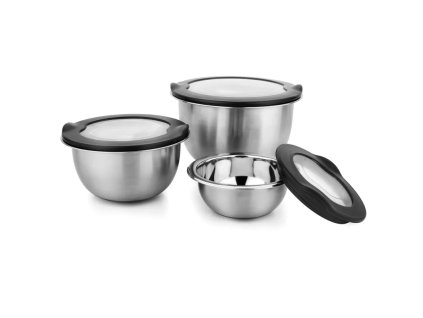 Miska nerez sada 3ks s víkem  MEYERHOFF stříbrná