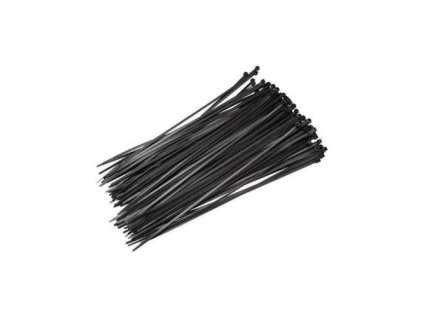Pásky vázací, 200 x 3,6 mm, 100 ks, černá