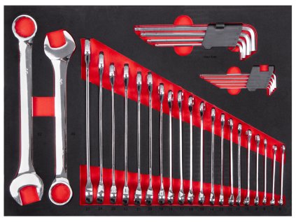 Sada očkoplochých klíčů a imbus klíčů v pěnové výplni, 32 ks - AH2343