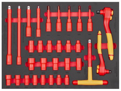 Gola sada VDE v pěnové výplni do dílenského vozíku, 31 ks - AH2401
