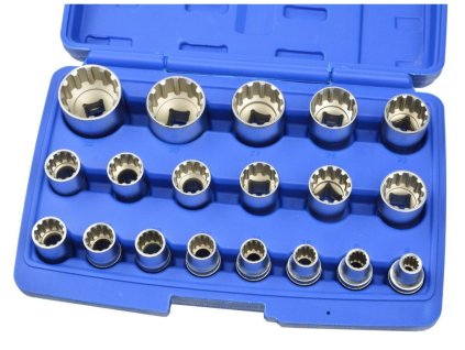 Nástrčné hlavice 8-32mm, sada 19ks, 12-hran v kufru GEKO