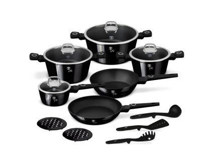 BERLINGERHAUS Sada nádobí s titanovým povrchem 15 ks Black Vantage Collection BH-8232