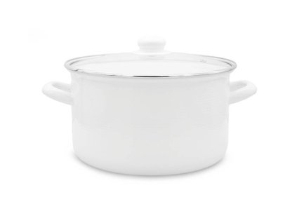 Hrnec smalt ¤24cm 6L s poklicí  3D bílá