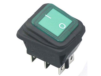Vypínač kolébkový KCD2-202W, ON-ON 250V/20A zelený vodotěsný