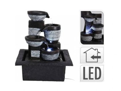 Progarden Fontána pokojová s osvětlením 4 nádoby