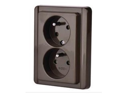 Dvojzásuvka 230V/16A 4FN 150 98.916  pod omítku hnědá