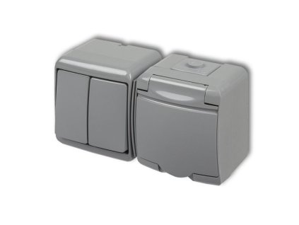 Zásuvka s vypínačem č.5, IP54, šedá, Karlik