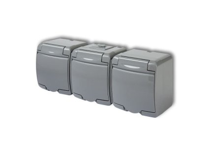 Trojzásuvka 250V/16A IP54, šedá, Karlik