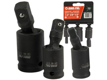 Nástavec rázový s kloubem 1/2", 1/4", 3/8", sada 3ks MAR-POL