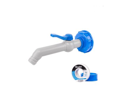 Sada - PP kohoutek 45° s připojením IBCS60x6 pro 25mm hadici s PTFE páskou