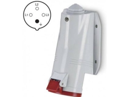 Zásuvka 4P, 400V / 32A, IP44, nástěnná