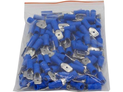 Faston-konektor 6,3mm modrý pro kabel 1,5-2,5mm2, balení 100ks