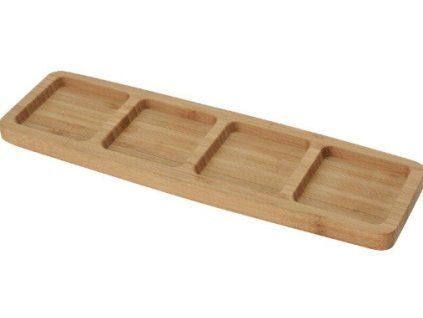 Servírovací tác na pochutiny bambusový 4 boxy