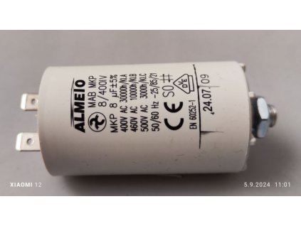 8uF/400V motorový kondenzátor MAB MKP, 35x58mm