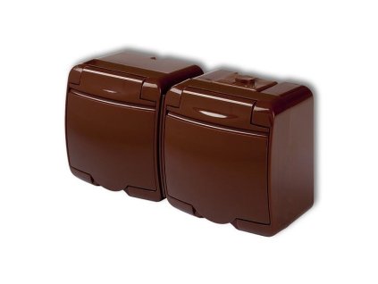 Dvojzásuvka 250V/16A IP54, hnědá, Karlik