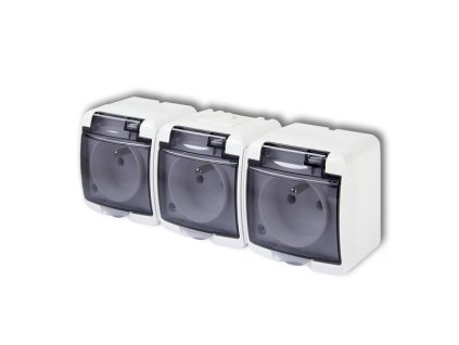 Trojzásuvka 250V/16A IP54, bílá, Karlik