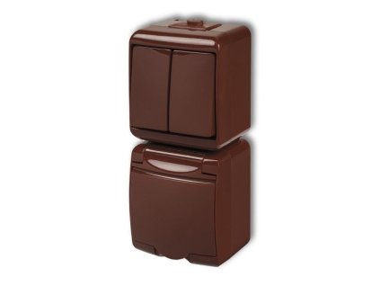 Zásuvka s vypínačem č.5, IP54, hnědá, vertikalní, Karlik