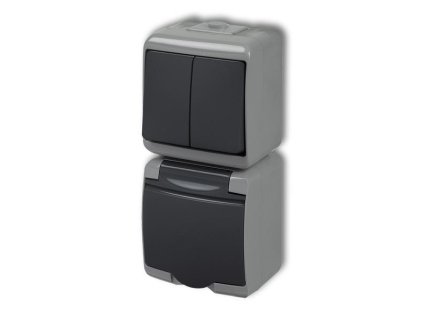 Zásuvka s vypínačem č.5, IP54, grafitová, vertikalní, Karlik