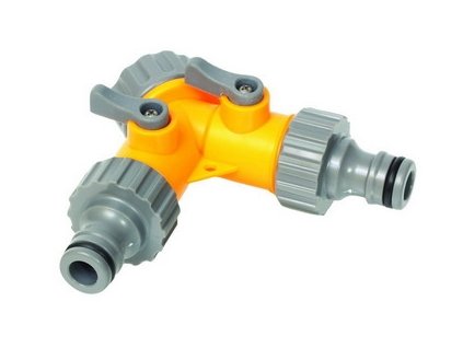 Rozdvojka s ventily, závit/2x rychlospojka  ROSA