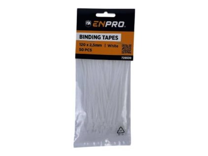 Pásky vázací, 120 x 2,5 mm, 50 ks, bílá, ENPRO